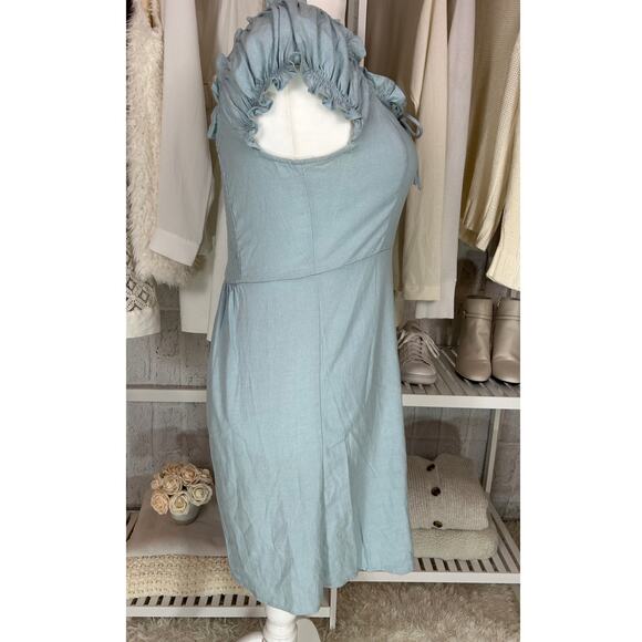 Derek Heart Junior's Sz XL/Women's Sz L Blue Sweetheart Neck Keyhole Dress #0425 - Picture 3 of 10